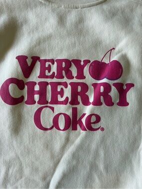 Very Cherry Coke Crewneck Sweatshirt in Cream with Pink Logo plushy cozy Large